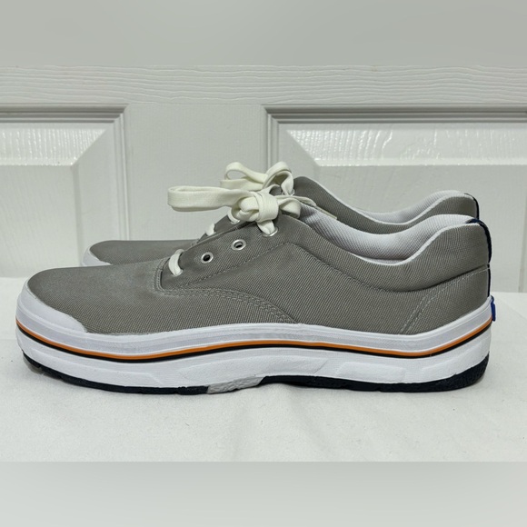 Keds Sport Gray Canvas Sneakers with White and Orange Accents - Picture 1 of 8